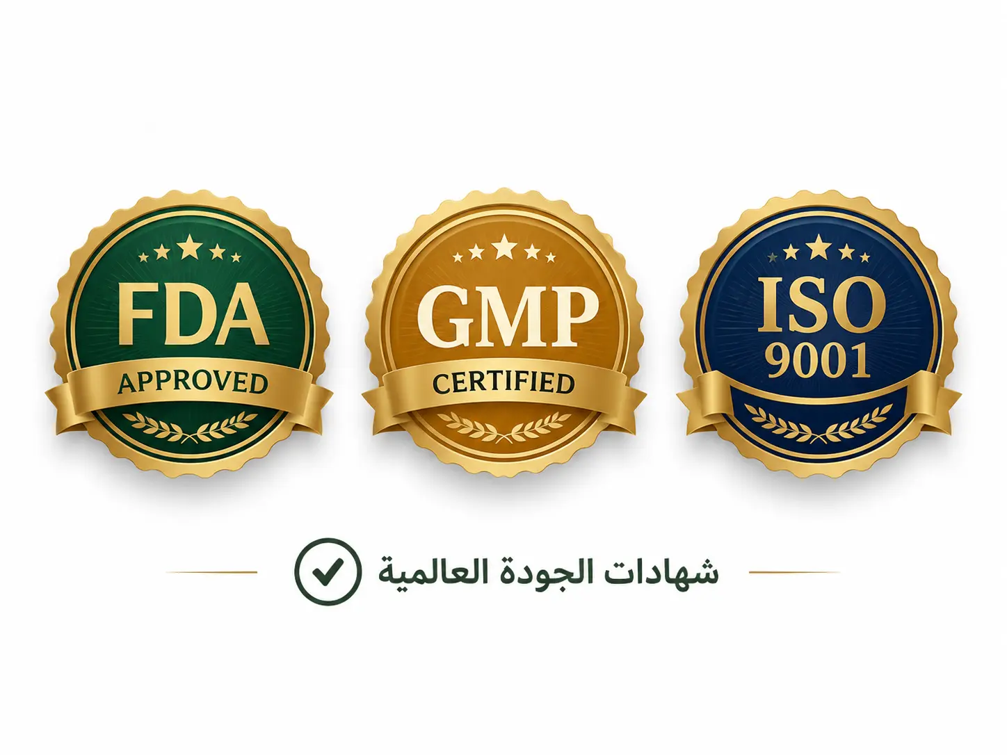 شهادات FDA وGMP وأختام الاعتماد